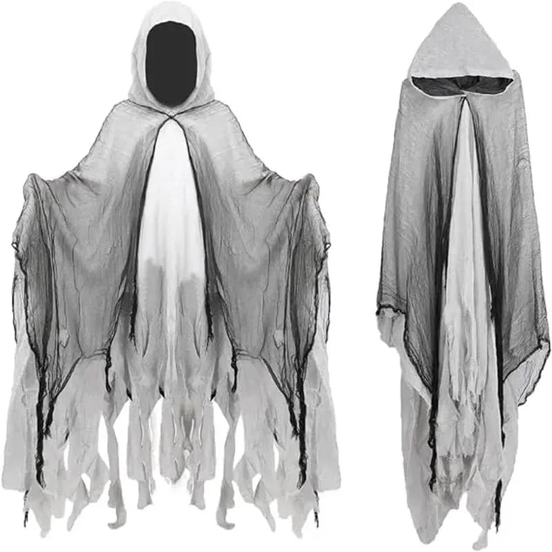 Grim Reaper Costume Mantello con Cappuccio Costume da Dune Mantello medievale rinascimentale Halloween Strega Mago Mantello da vampiro Festa Cosplay