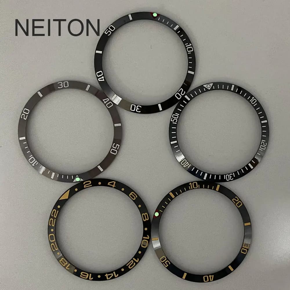 NEITON 34mm ceramic bezel set for men's watches 36mm Replacement dial watches accessories