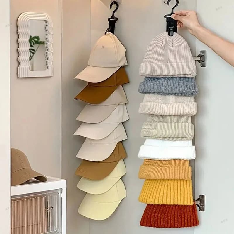Display for Closet Door and Bedroom Hat Organizer Hat Hanger Baseball Caps Hanging Rope Hat Storage Clips Wardrobe Hat Rack