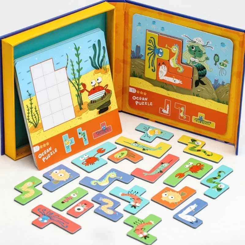 NUOVO puzzle magnetico giocattoli per bambini Montessori forma di vita marina giochi da tavolo coordinati giocattoli educativi per bambini Tangram
