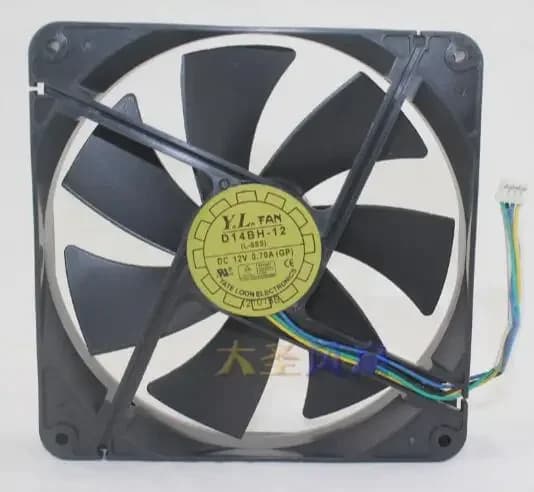 Wholesale: original 14025 D14BH-12 DC12V 0.7A 140*140*25mm 4 line chassis power supply temperature control fan