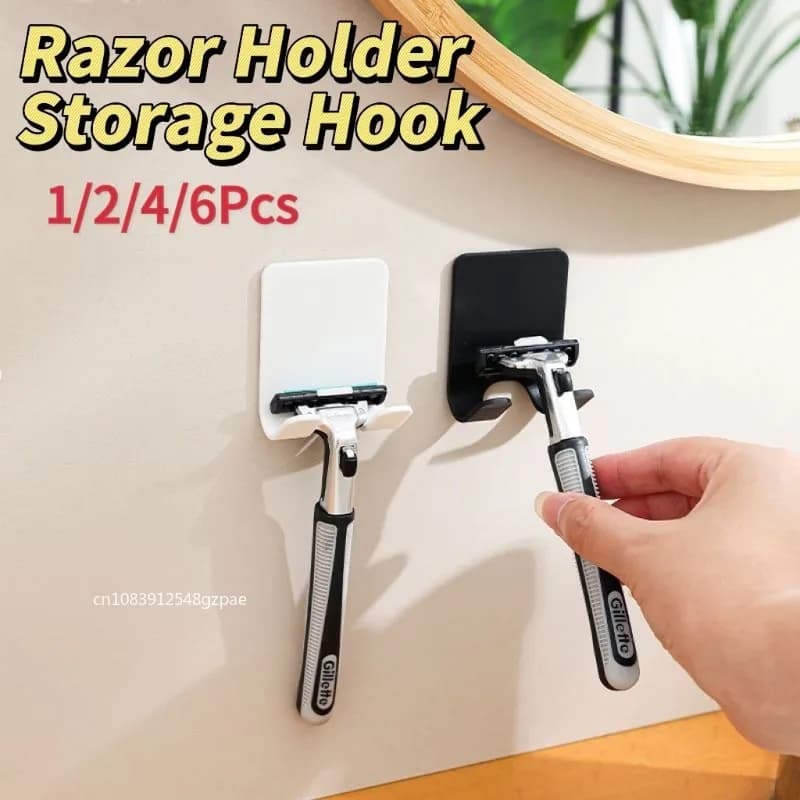 1/2/4/6 pieces bathroom shaver holder hook for men shaving shaving shaver rack without punching bathroom accessories
