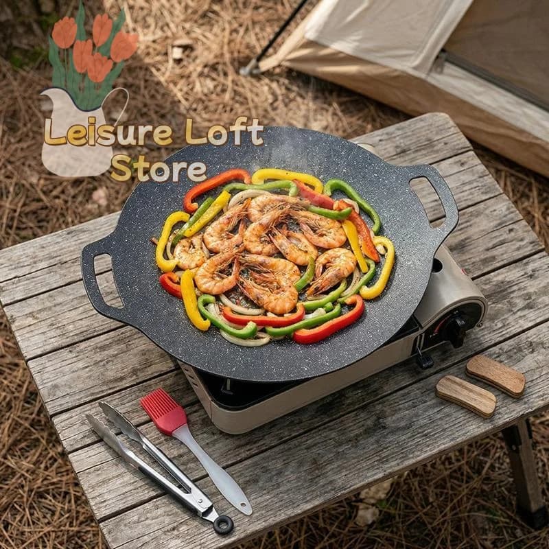 Pentola per barbecue in stile coreano, pentola per barbecue antiaderente in pietra Maifan, per cucinare all'aperto, picnic domestico, 2830323438 cm