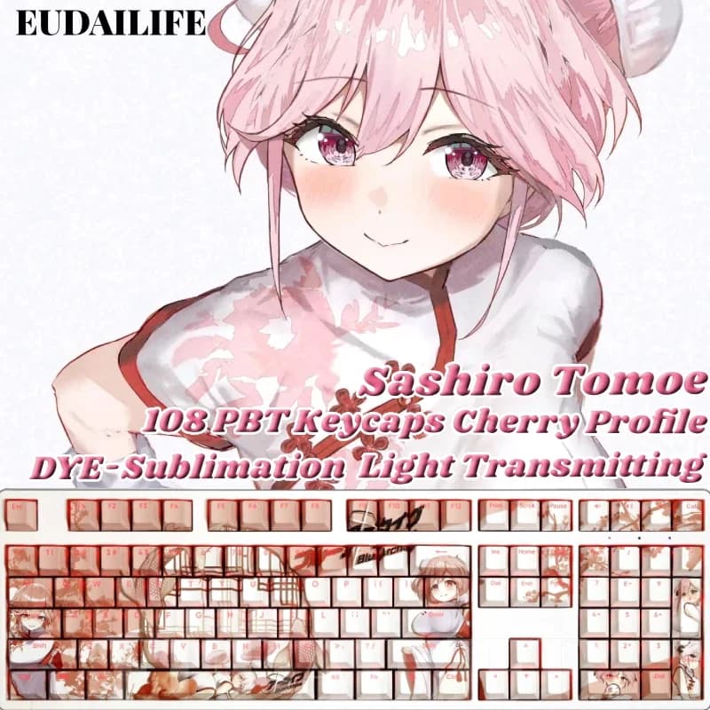 Sashiro Tomoe PBT 108 Key Caps Blue Archive Key Cover DYE Sublimation Cherry Cross Axis Switch Keycap per tastiera meccanica