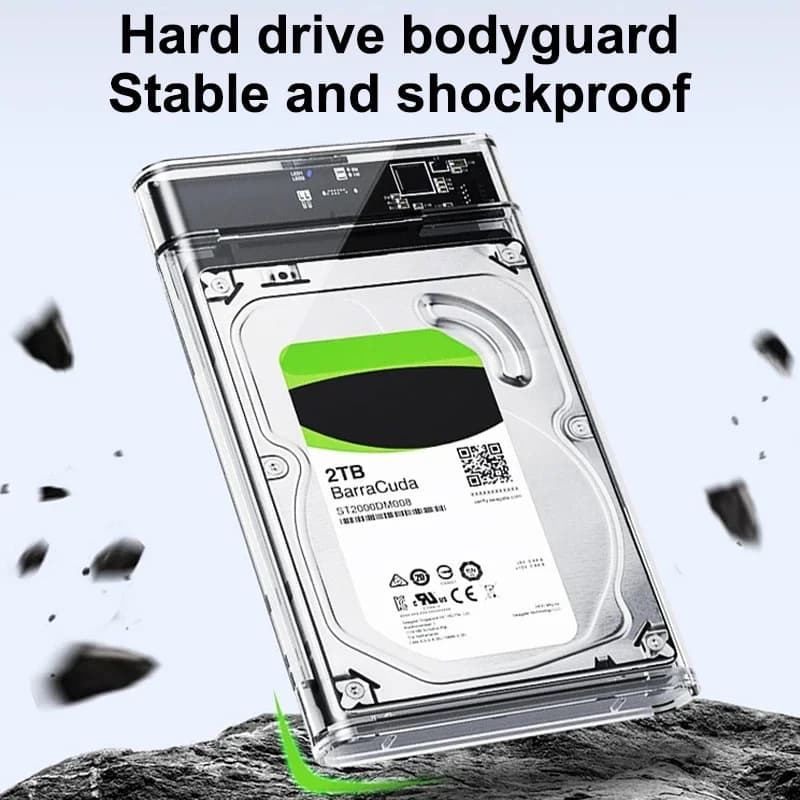 Custodia HDD da USB 2.0/3.0/tipo C a SATA SSD, custodia per disco rigido esterno da 2.5 pollici 9.5mm senza attrezzi, supporto UASP/Max da 2TB