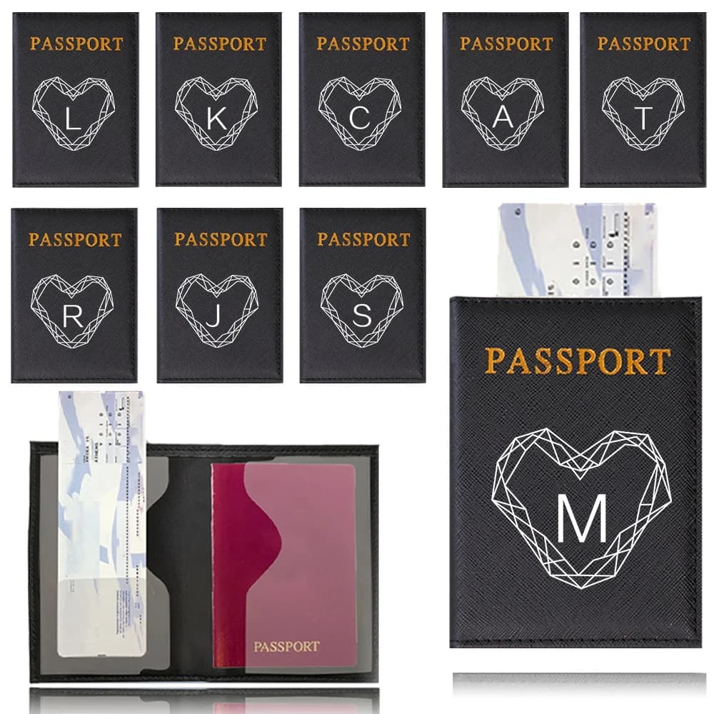 Porta Passaporto in Pelle PU, Porta Carte Nero, Accessorio da Viaggio Leggero per Voli, Serie con Motivo a Diamanti