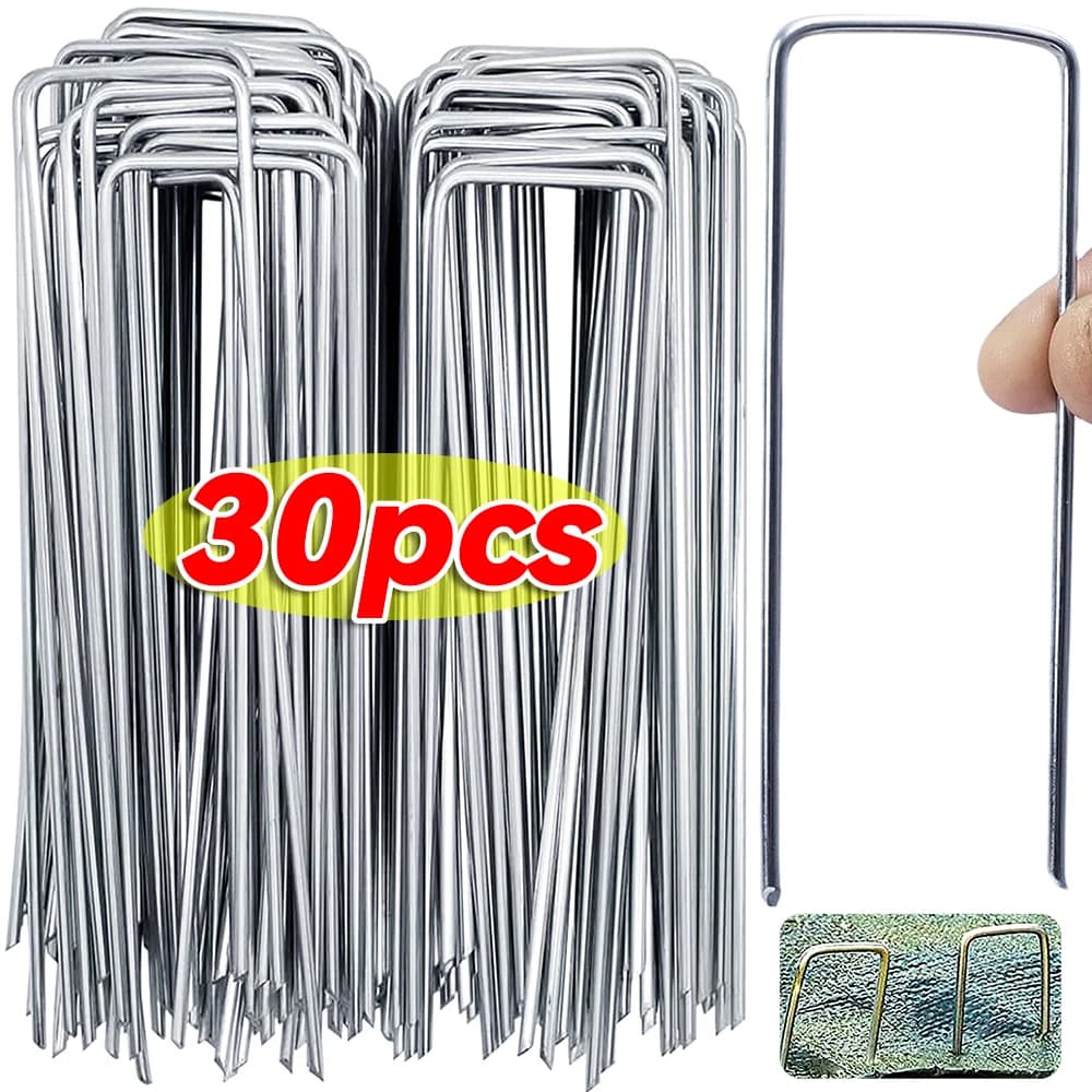 10-30 pz 10/15 cm Calibro Tubo Recinzione Picchetti Sod Spilli Giardino Picchetti U-tipo di Fissaggio Paesaggio Graffette Tenere Prato Barriera Terra chiodo