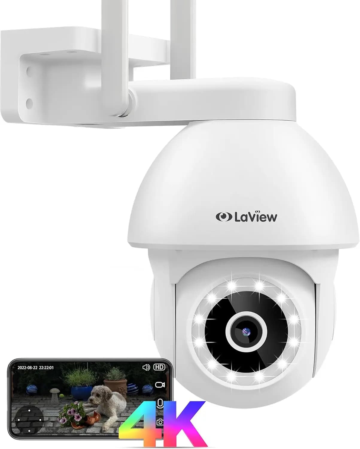 Telecamera di sicurezza esterna da 8 MP, visione notturna 4K, rilevamento umano AI, IP65, audio bidirezionale, compatibile con Alexa