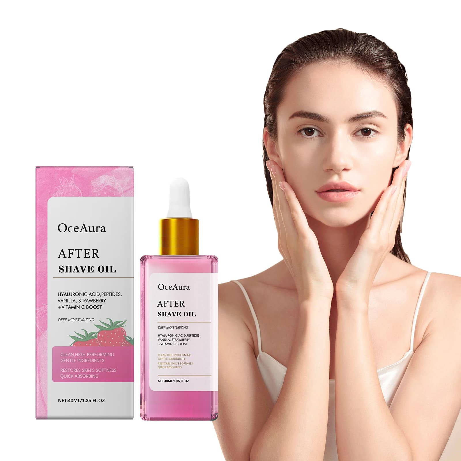 Olio Depilatorio alla Fragola, Lenitivo, Idratante, Nutriente con Acido Ialuronico, ad Assorbimento Rapido per la Cura del Corpo