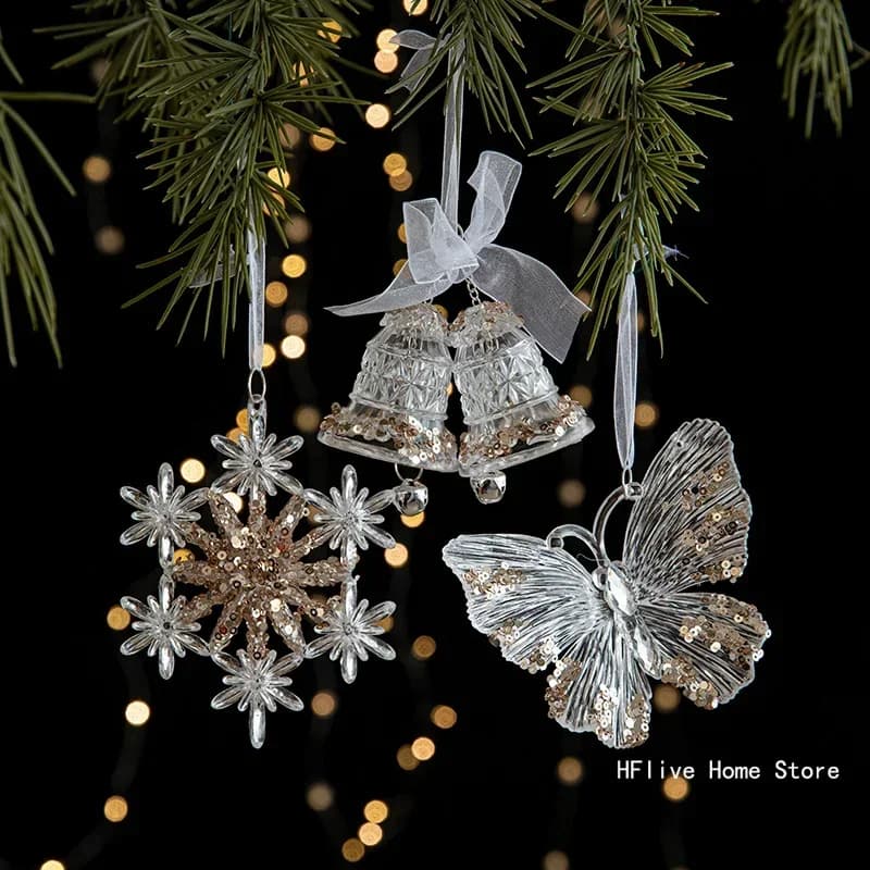 Acrilico albero di natale ornamenti appesi alce angelo bambola campana ciondolo 2024 buon natale decorazione per la casa natale capodanno 2025
