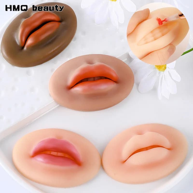 1/3/5pcs Molle Del Silicone 3D Labbra Pratica Pelle Del Silicone Riutilizzabile Pelle di Formazione Per Principianti Formazione Del Tatuaggio Strumento di Trucco Permanente