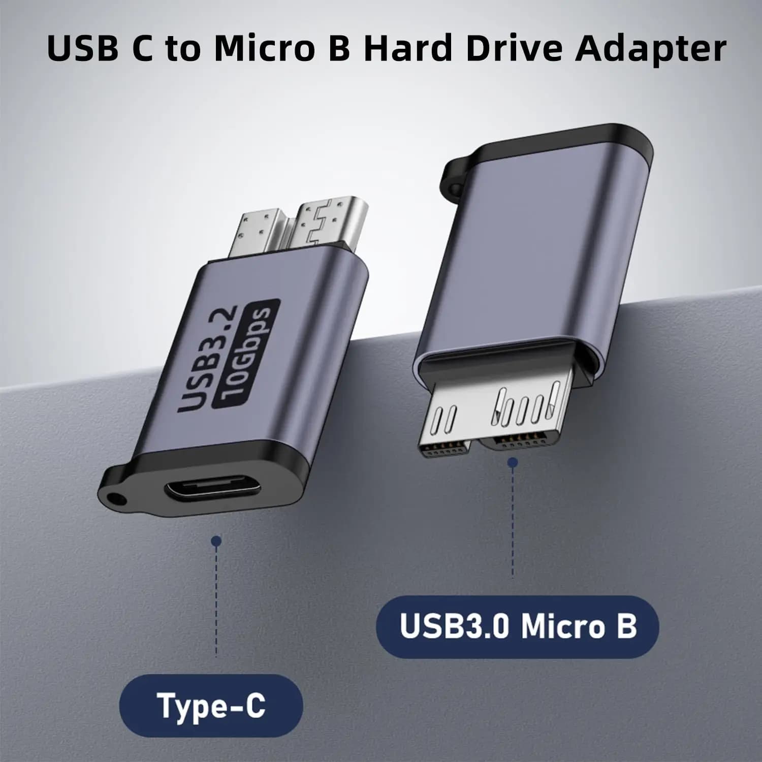 Adattatore USB 3.0 da Micro B maschio a tipo C femmina, 2 pezzi - Convertitore da 10 Gbps per disco rigido esterno, SSD, fotocamera