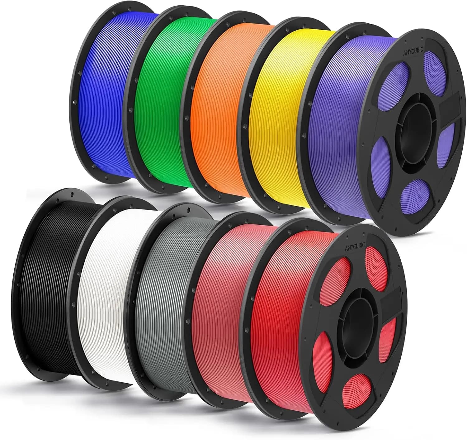 PLA Plus (PLA+), 3D Printer Filament 1.75mm Bundle, High Toughness, 1KG Spool, Black, White, Texture Grey, Pink, Red, Blue