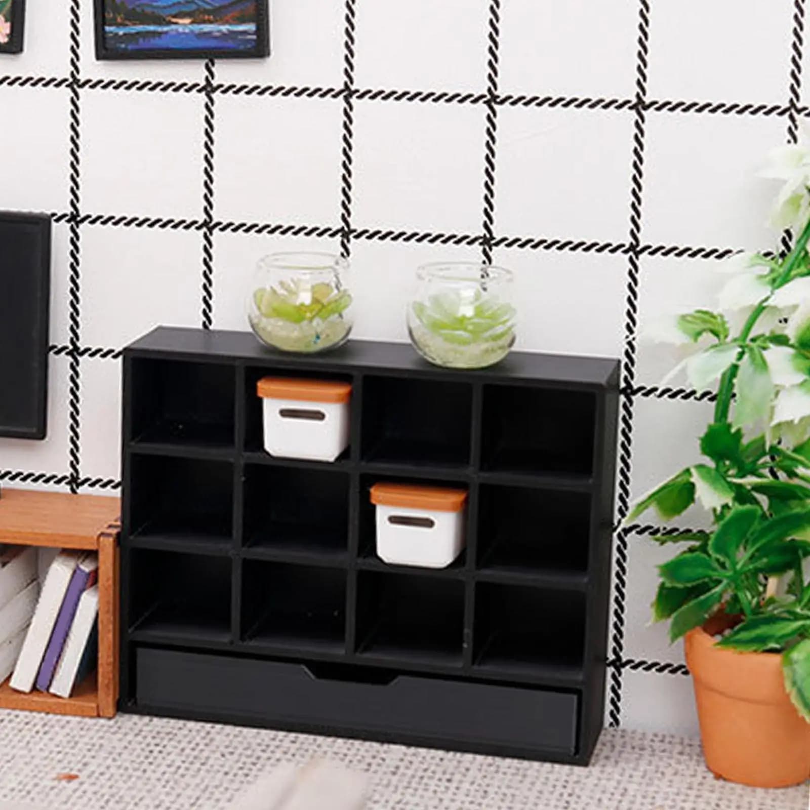 Modellino di Scatola Divisoria per Stoccaggio 1:12 con 12 Scomparti, Modello di Arredamento in Miniatura per Micro Paesaggi e Scene Architettoniche