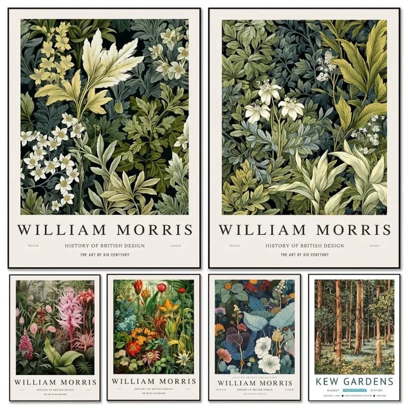 William Morris Museum Exhibition Art Poster Kew Gardens Floral Art Canvas Painting Print Wall Decor Home Decor
