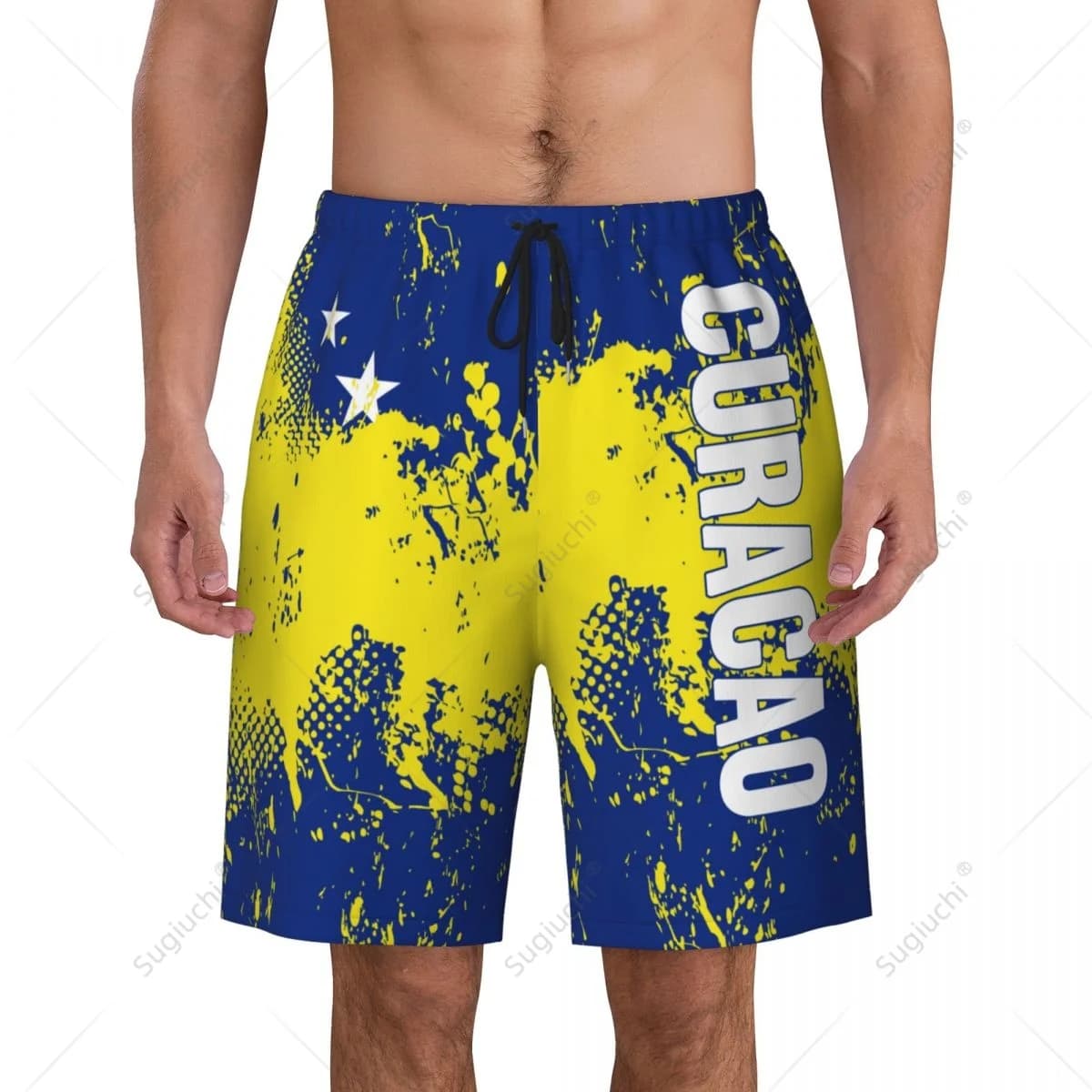 Uomo Curagolareao Curacao Bandiera Pantaloni da spiaggia Pantaloncini da surf Surf Ragazzi Calcio Ciclismo Costumi da bagno Corsa Poliestere