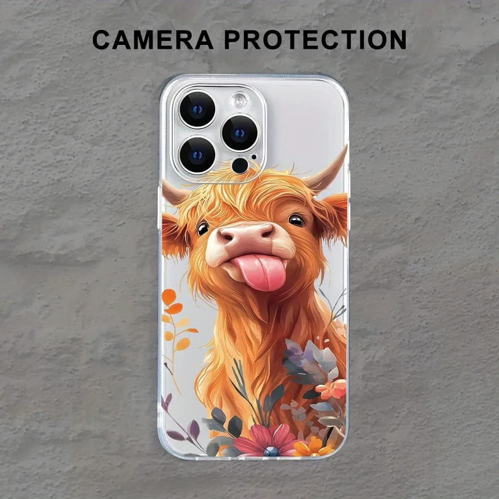 Custodia per telefono semplice ed elegante, con divertente motivo a mucca, adatta per le serie iPhone 17/16/15/14/13/12, protezione completa della fotocamera