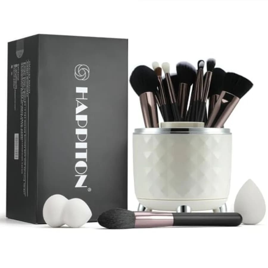 Set di Pennelli Professionali per Trucco 17 Pezzi, Kit di Strumenti di Bellezza per Occhi, Viso, Fondotinta, Sfumino e Correttore con Pennello Rotante
