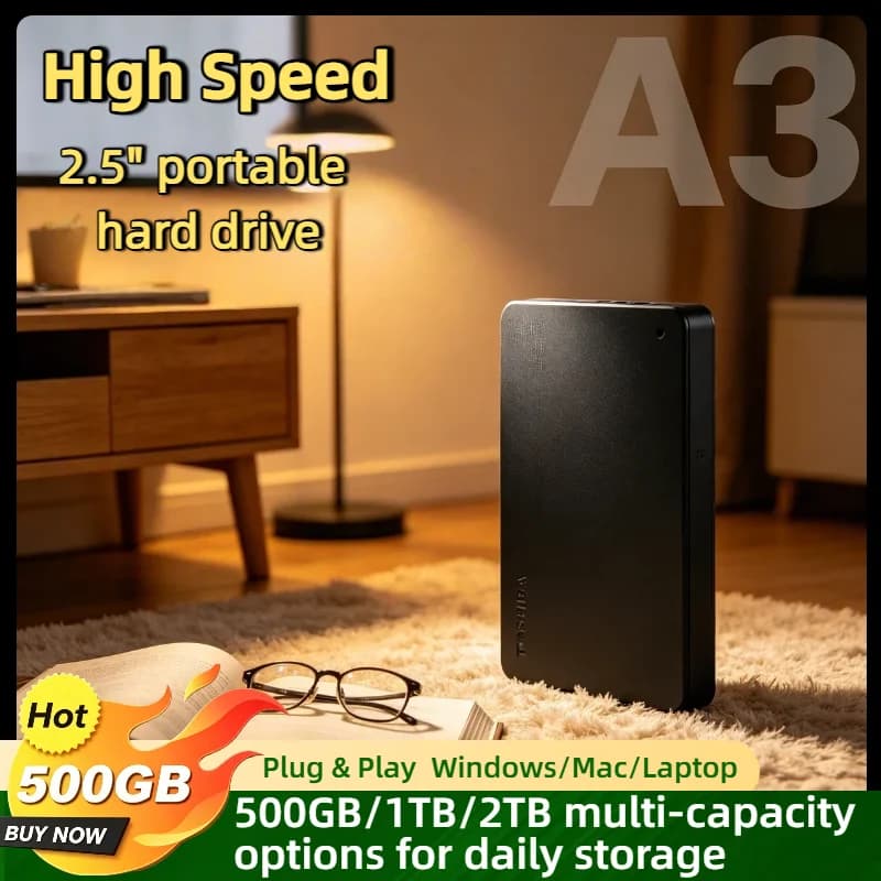 500GB 1TB 2TB For Toshiba OEM A3 Expansion USB 3.0 External HDD 2.5 Inch Portable Hard Disk Drive Box Storage Compact Pro