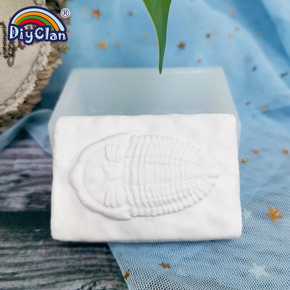 Stampo in silicone con pietra a forma di trilobite, conchiglia di dinosauro, gemma, resina di gesso fai da te, argilla, sapone, candela, artigianato, forniture per la casa