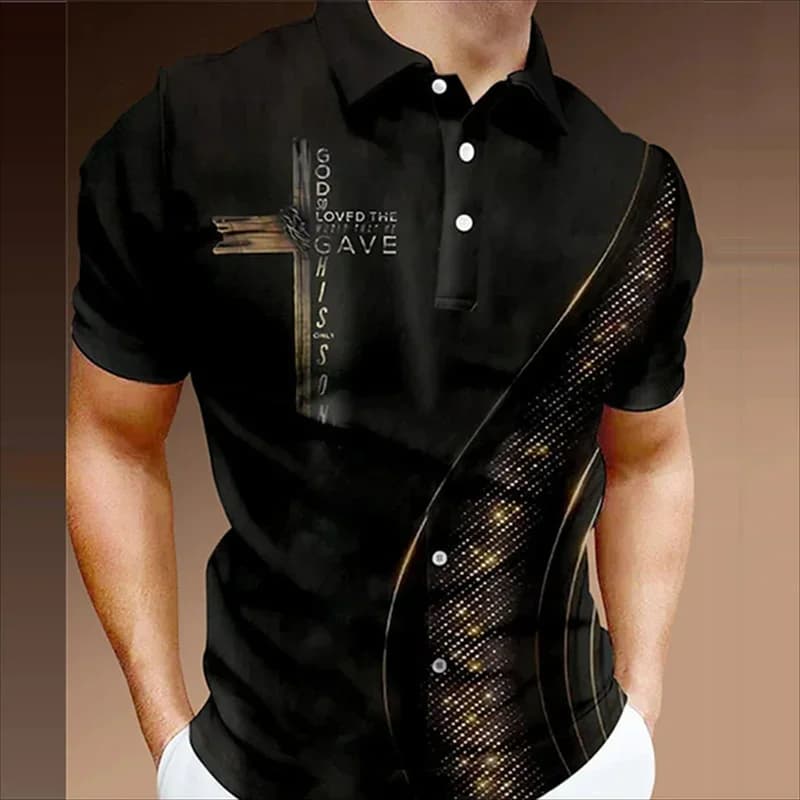 Cross Rack Graphic Polo per uomo Geometric Plaid 3D Print t-Shirt Fashion Casual oversize Street risvolto top Button Tees