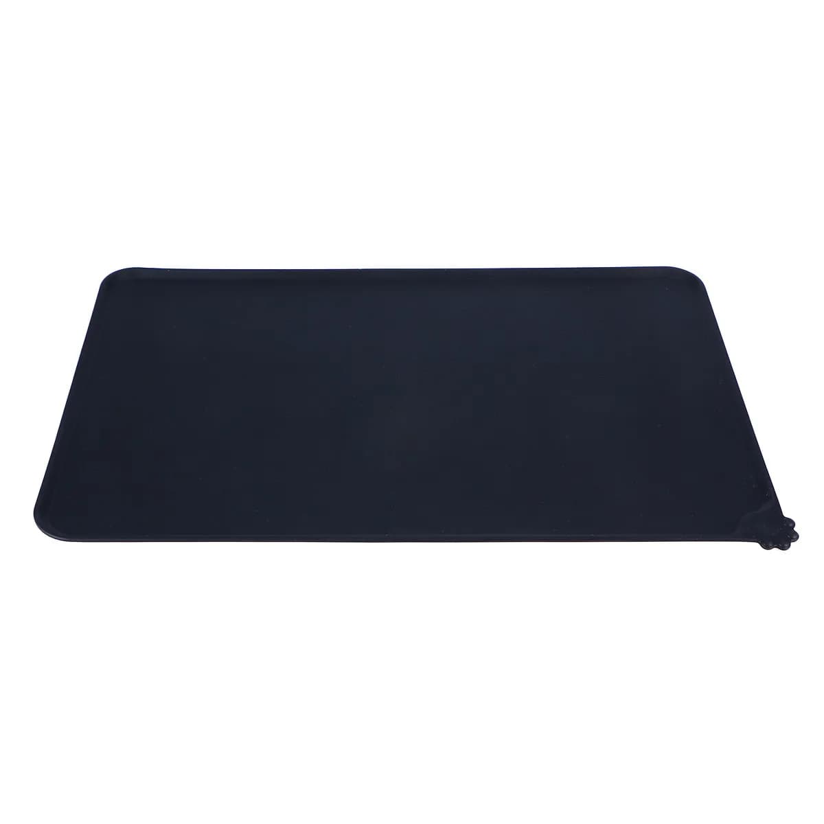 Pet Feeding Mat Food Grade Silicone Waterproof Pets Food Mat Non Dog Bowl Placemat for Puppy Cat Kitty (Black)