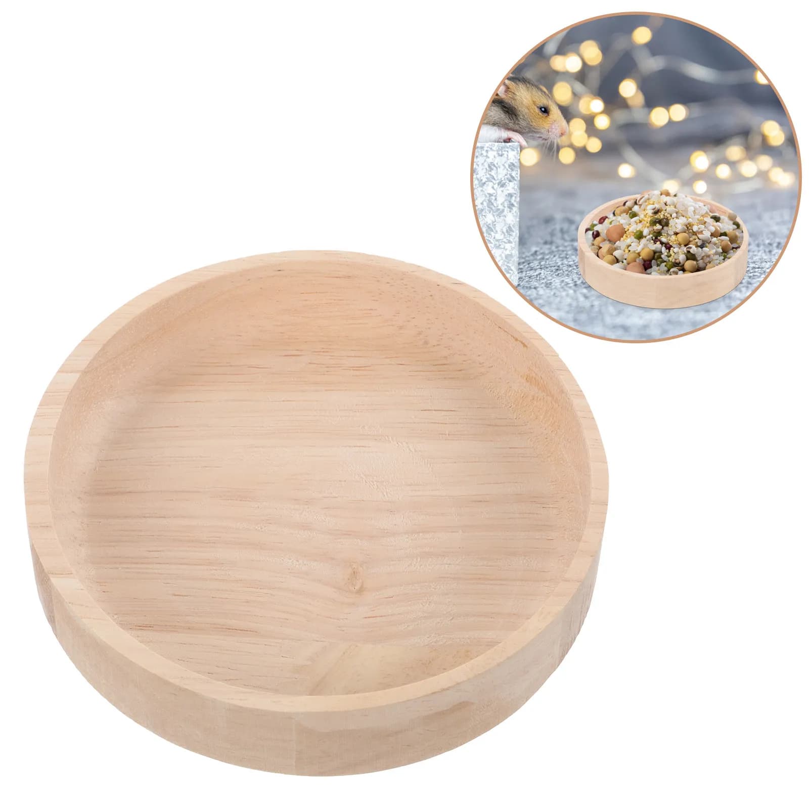 Wood Hamster Feeding Bowl Small Pet Food Holder Wear-Resistant Washable Feeding Bowl Smooth Surface Chinchilla Bunny Rabbit Dish