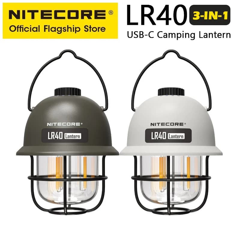 NITECORE 2-in-1 LR40 Luce da campeggio Power Bank 100 Lumen 3 Sorgenti luminose LED portatile USB-C Ricaricabile Tenda da campeggio Lanterna
