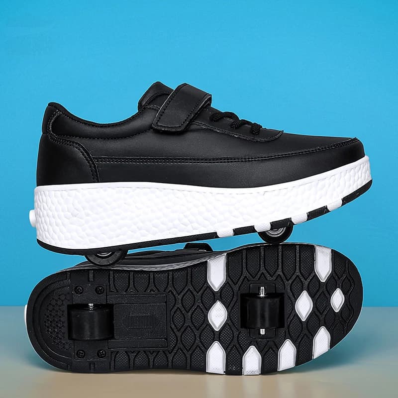 Scarpe da pattinaggio a rotelle per bambini Scarpe da pattinaggio sportive a doppia ruota per ragazzi Comfort Intrattenimento all'aperto in pelle Pattini a rotelle per bambini
