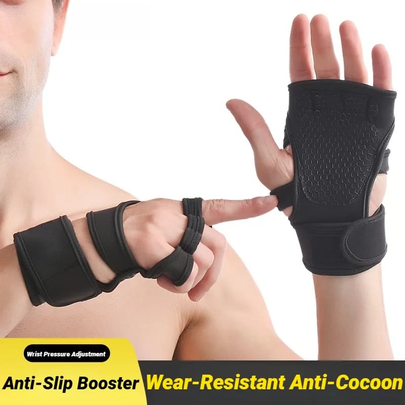 Half Finger Training Sport Gloves For Men Women Workout Fitness Body Building Weightlifting Gym Hand Wrist Protector Dumbbells