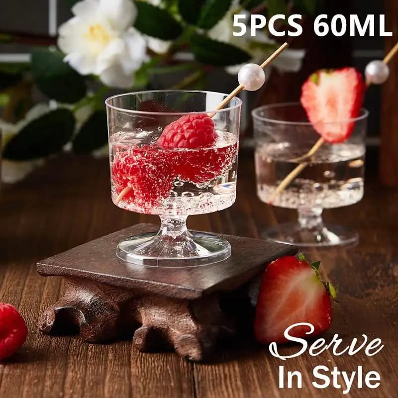 5 Pezzi 60ml Mini Tazza di Vino Piccolo Bicchiere di Vino Riutilizzabile Vino Bere Bicchieri di Plastica Tazze da Dessert Stoviglie da Esterno
