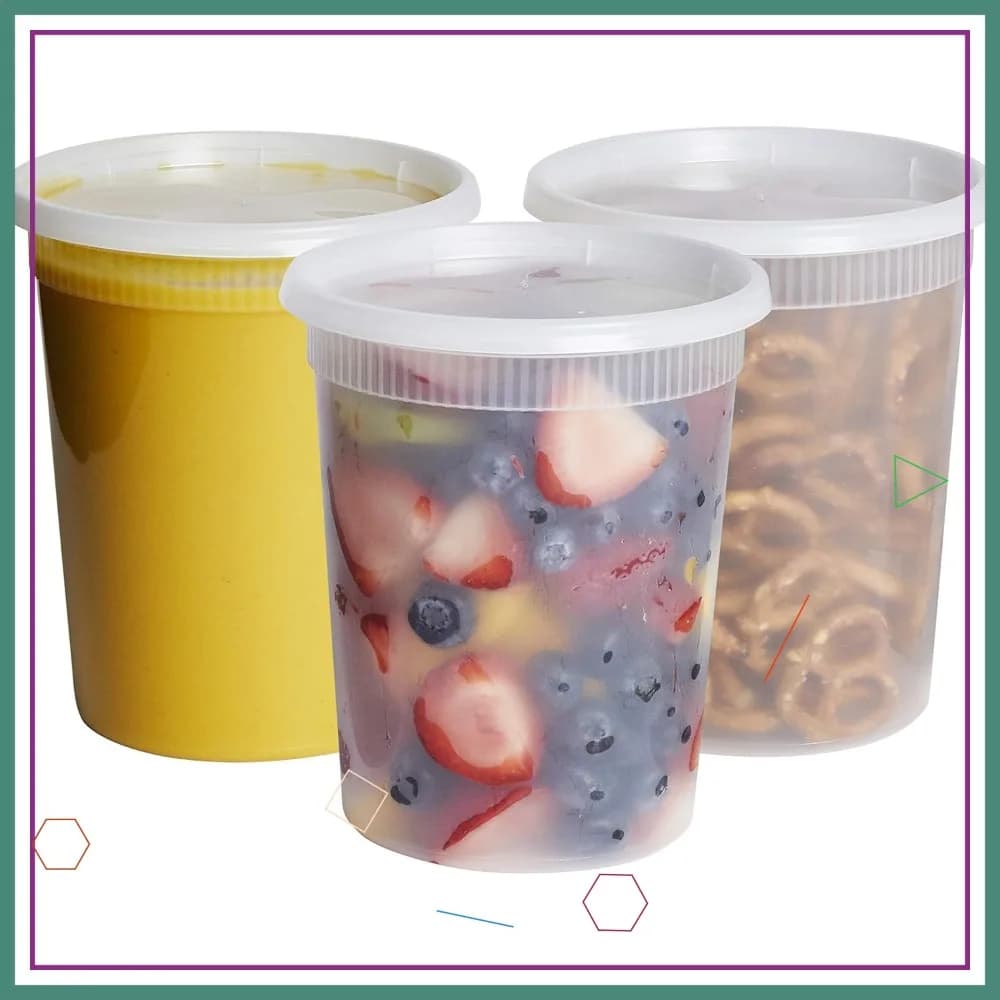 Contenitori in Plastica da 32 oz con Coperchi, Confezione da 24 - Contenitori Monouso per Alimenti, Ermetici per Zuppe, Stufati e Preparazione Pasti