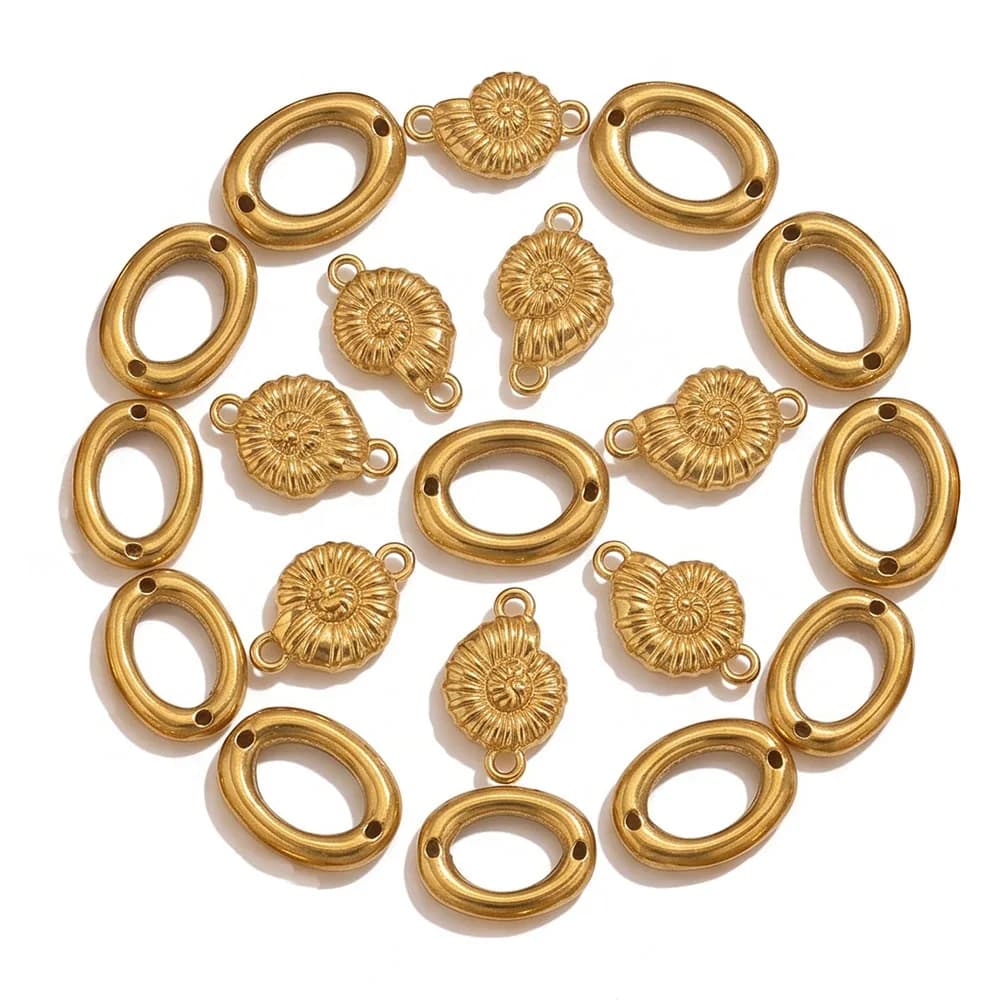 5 Pezzi Connettori a Conchiglia Ovali in Acciaio Inossidabile Placcato Oro per Creazione di Collane e Bracciali Fai-da-Te, Forniture all'Ingrosso