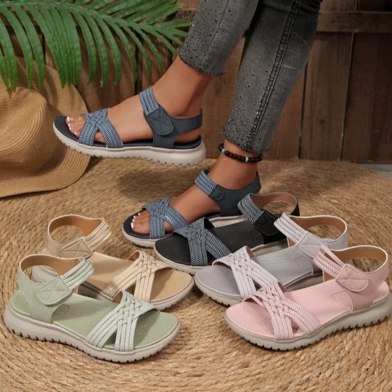 Women's Sports Sandals with Velcro Closure, Open Toe, Cross-breeding Strap, Ammortized Soft Sole, Anti-slip, Usura Resistant, Lightweight, Walking Casual