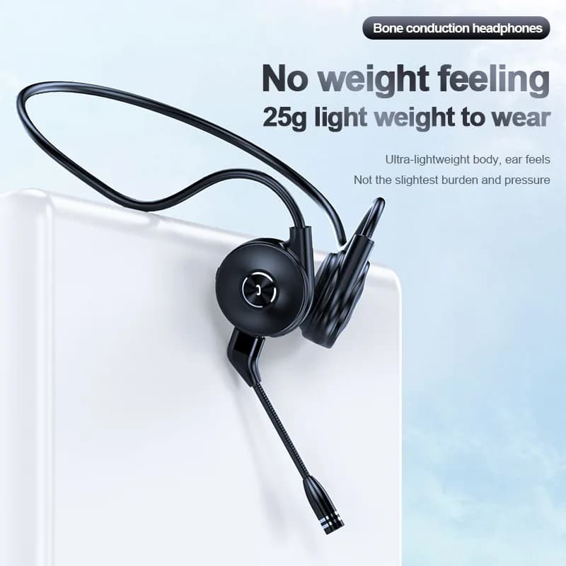 Bone Conduction Gaming Headset Bluetooth Open Ear Headphones Detachable Mic Low Latency Touch Control Sports Wireless Earphones