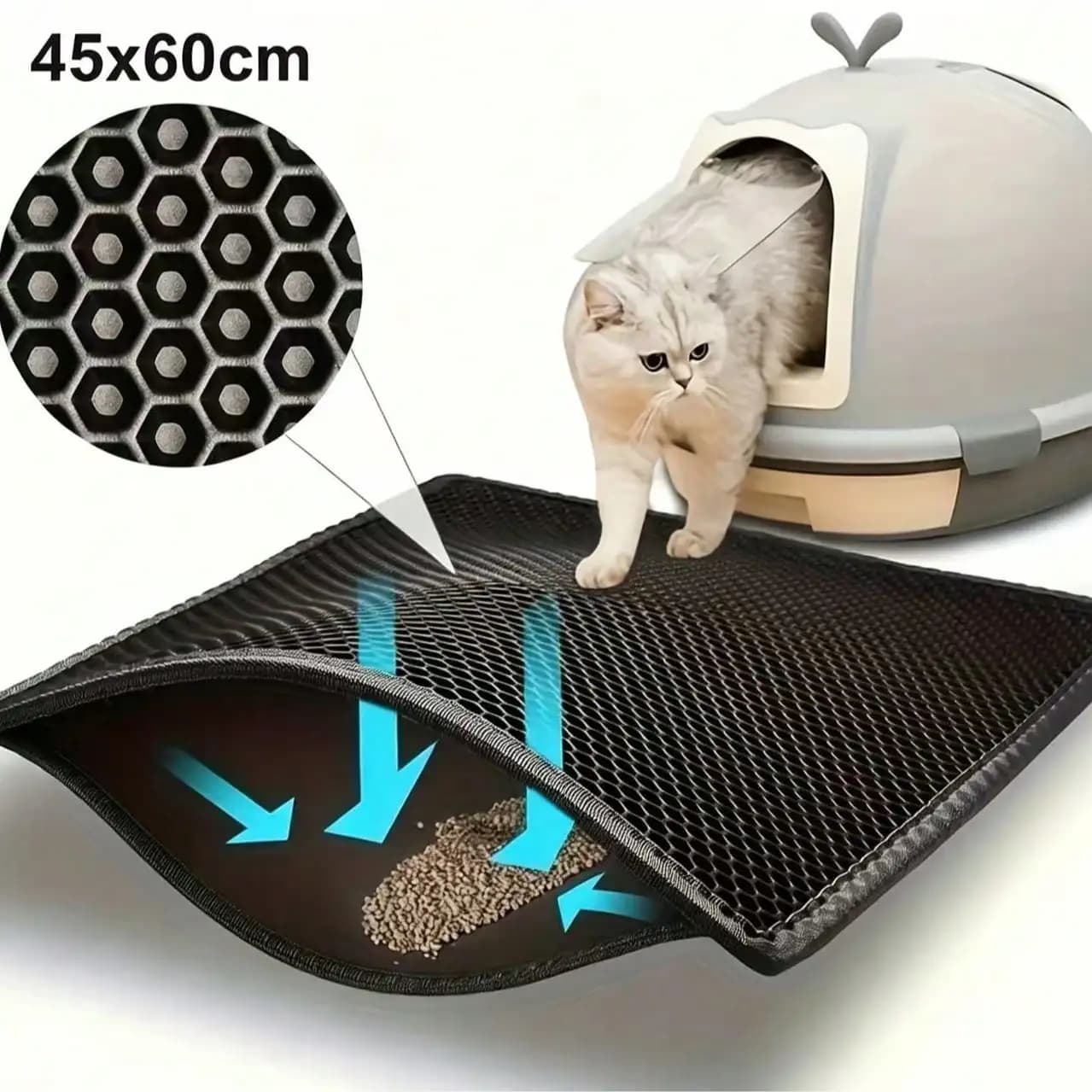 Double-Layer Cat Litter Mat, EVA Material - Odor-Proof, Non-Slip, Easy-To-Clean Design, Suitable For Indoor Cats, Durable And Comfortable Pet Waste Management, Modern Pet Accessory, Easy-To-Clean Material