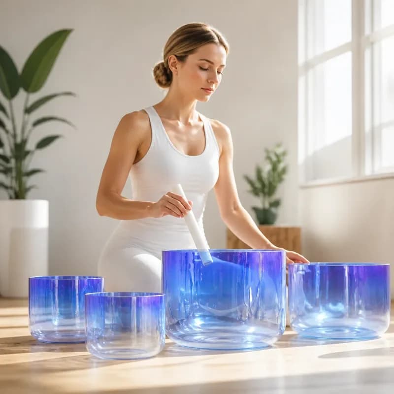 STAR LIN KUP Gradient Crystal Singing Bowl for Yoga Meditation Sound Healing Chakra Balance Percussion Instrument Stress