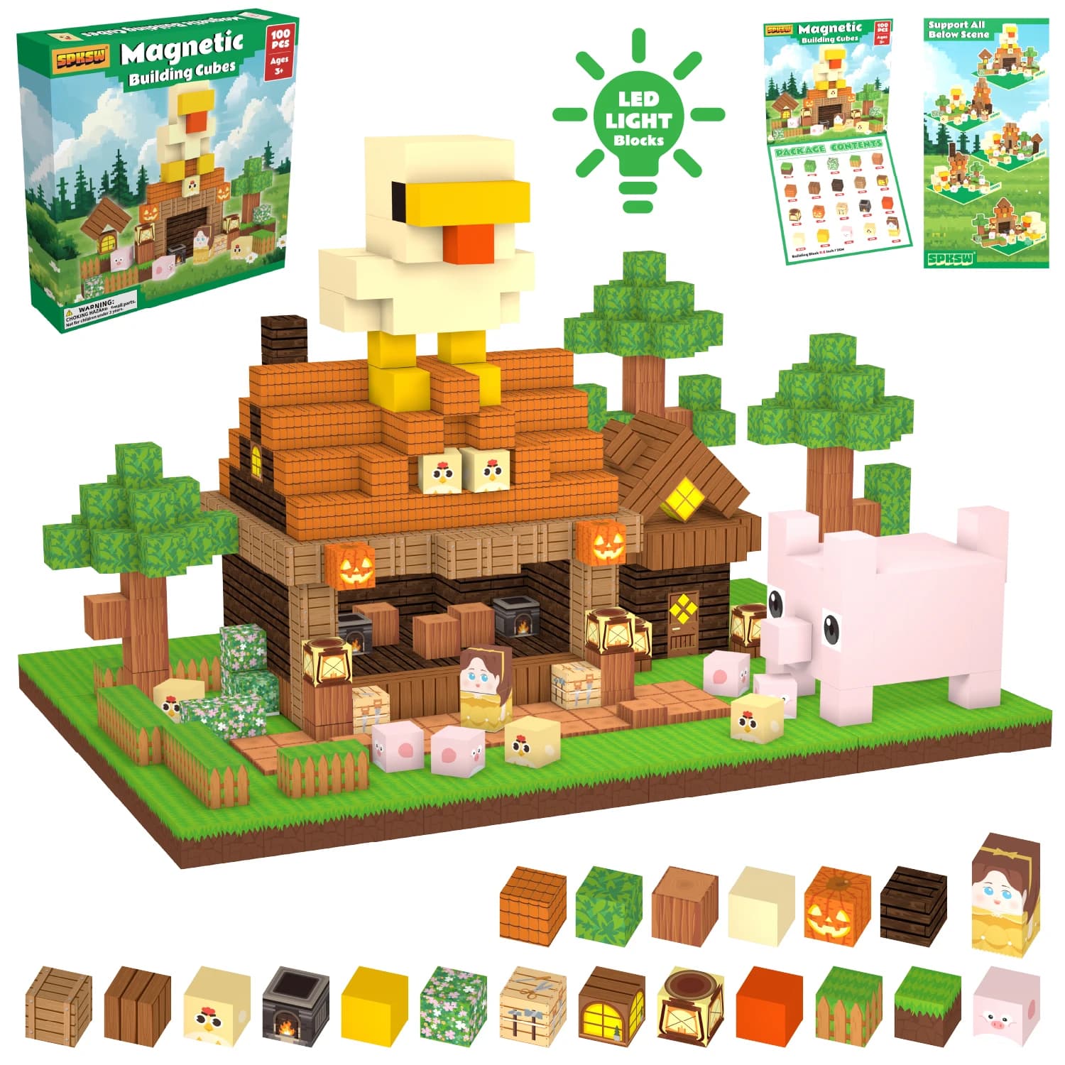 2026 NUOVO Set di Costruzioni Magnetiche in Legno a Forma di Casa per Polli, Giocattolo Educativo STEM, Kit Modello Creativo Fai-da-te da Assemblare, Regalo per Bambini