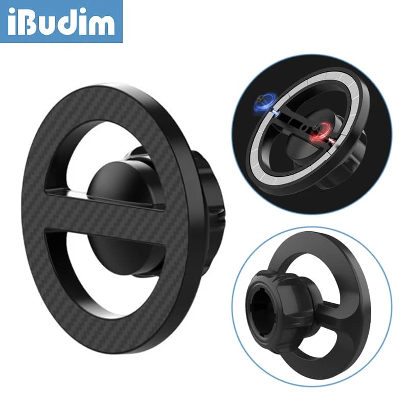 IBudim Magnetic Ring Phone Holder for MagSafe iPhone 16 15 Xiaomi Magnete Car Phone Holder Accessories for base with 17 mm ball support