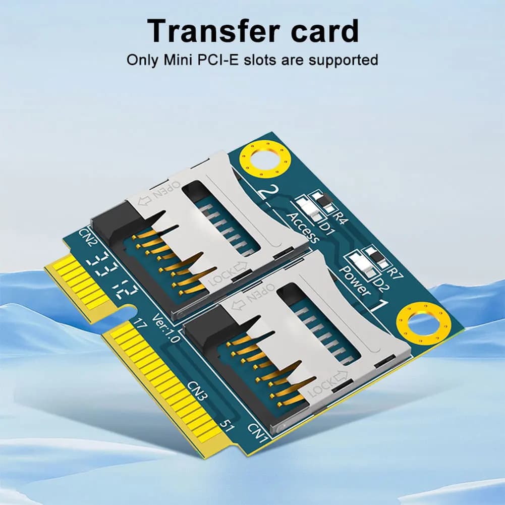 Dual TF Card To Mini PCI-E Memory Card Converter Adapter for Mini PCI Express Slot Adapter Memory Card Reader Adapter