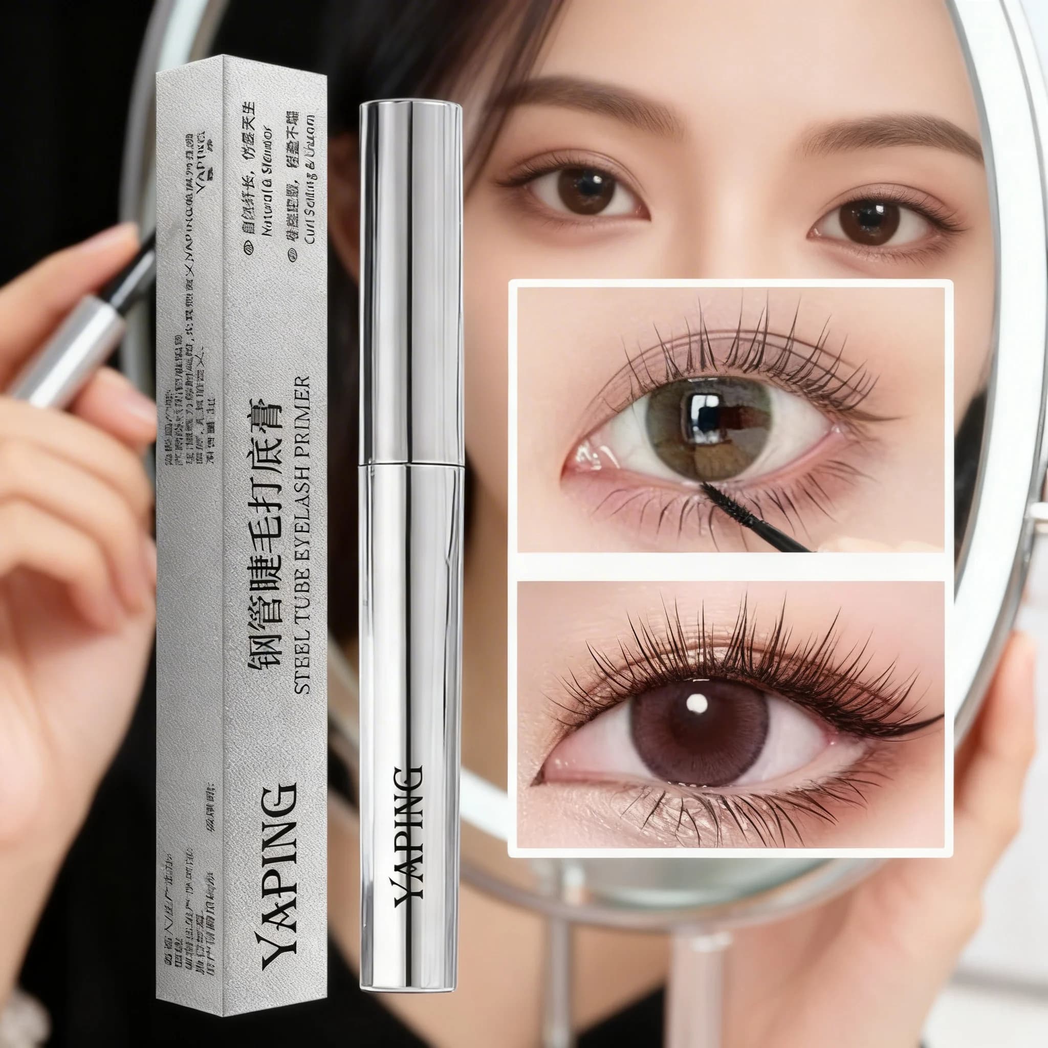 1/2 Piece Steel Pipe Mascara - Special Spiral Brush, Long Life Waterproof Silk Fiber Mascara, keeps each curled and long lasting eyelashes