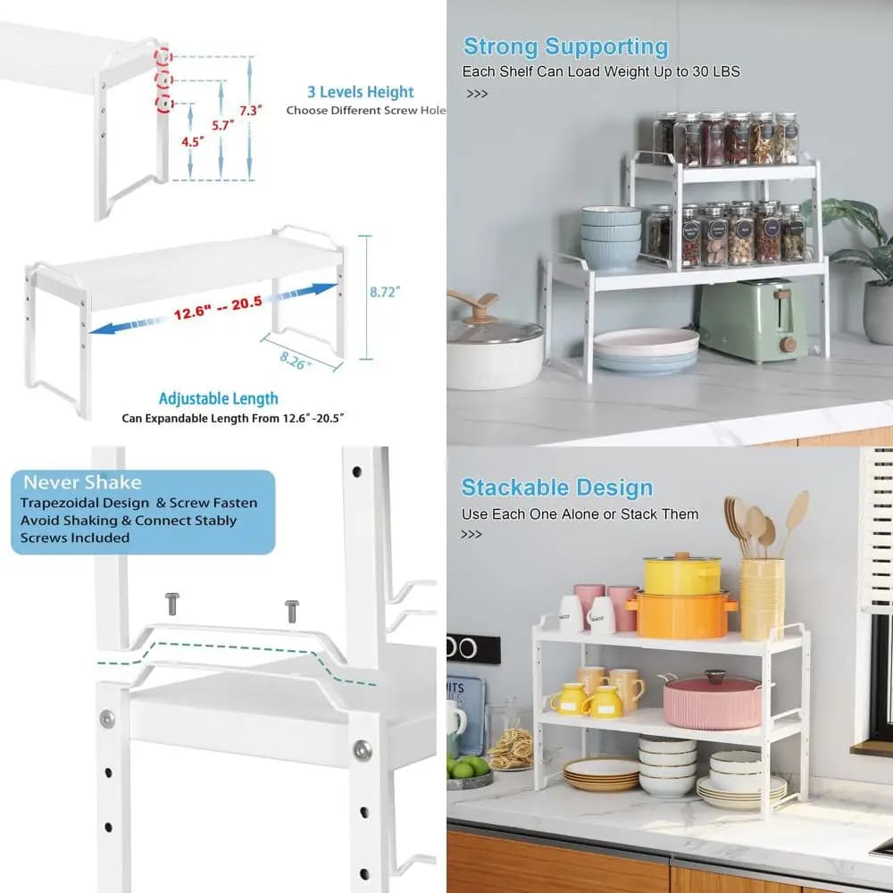 Organizzatore Espandibile per Cucina, Porta Spezie Regolabile, Contenitore Impilabile per Piccoli Armadietti