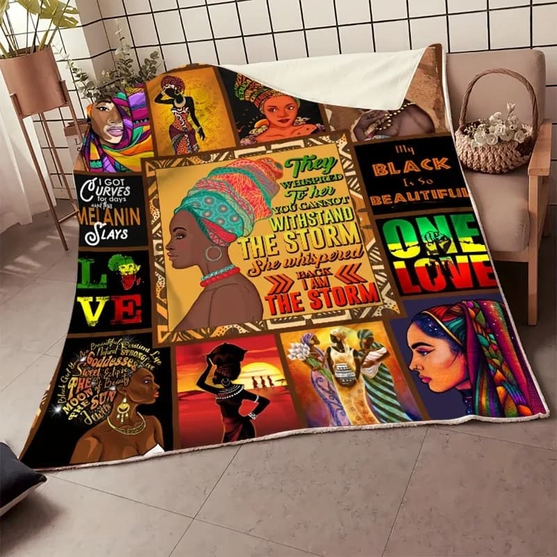 Accogliente coperta in flanella vintage che impazza il design africano, morbida e calda coperta per tutte le stagioni, per divano letto, regalo per ragazze nere