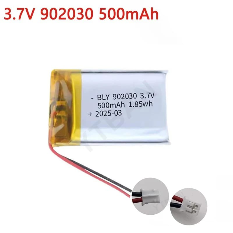 Batteria al litio polimerica 3.7V 500mAh 902030 ricaricabile per giocattoli di elettronica di consumo Luci a LED Altoparlanti Bluetooth spina ph2.0