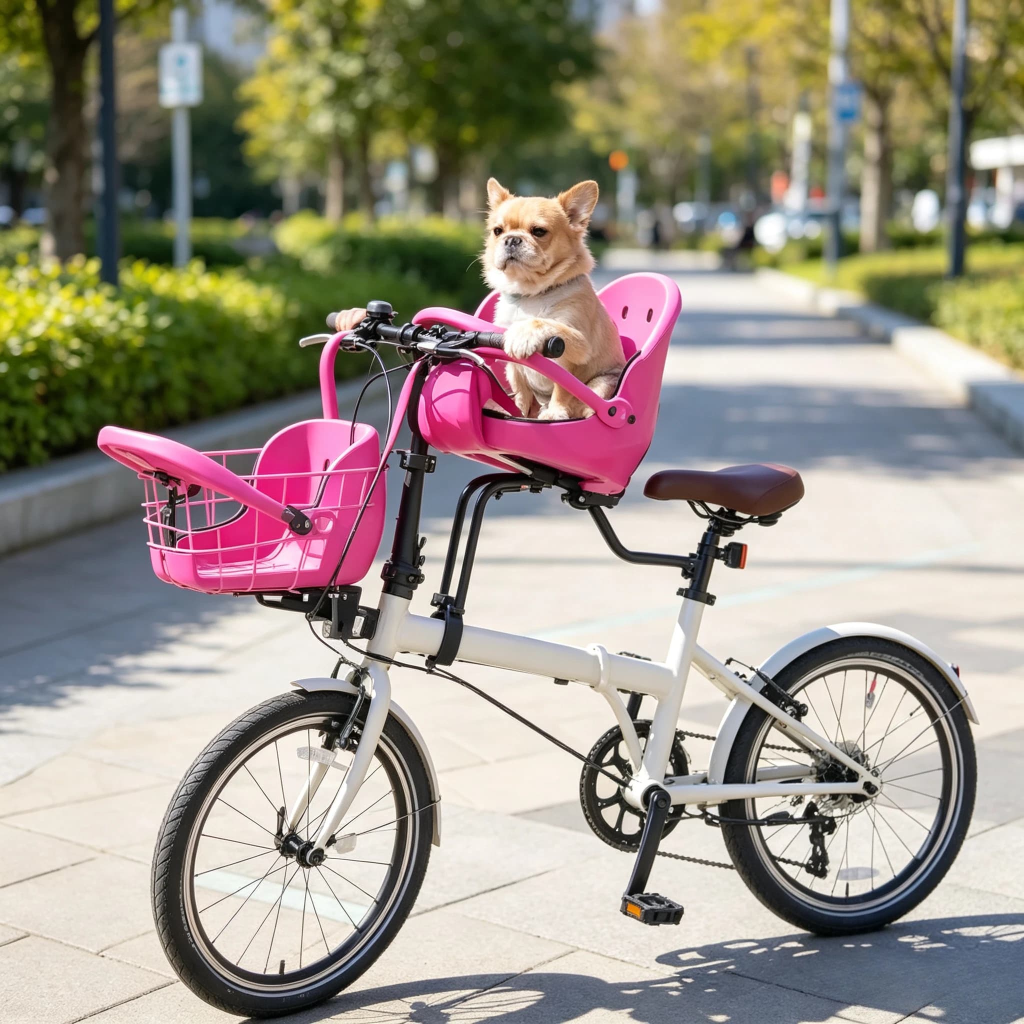 Bicycle Pet Safety Seat Detachable Pet Basket for Folding Road Bike, Portable Small Pet Carrier for Dog Cat Outdoor Cycling Trip