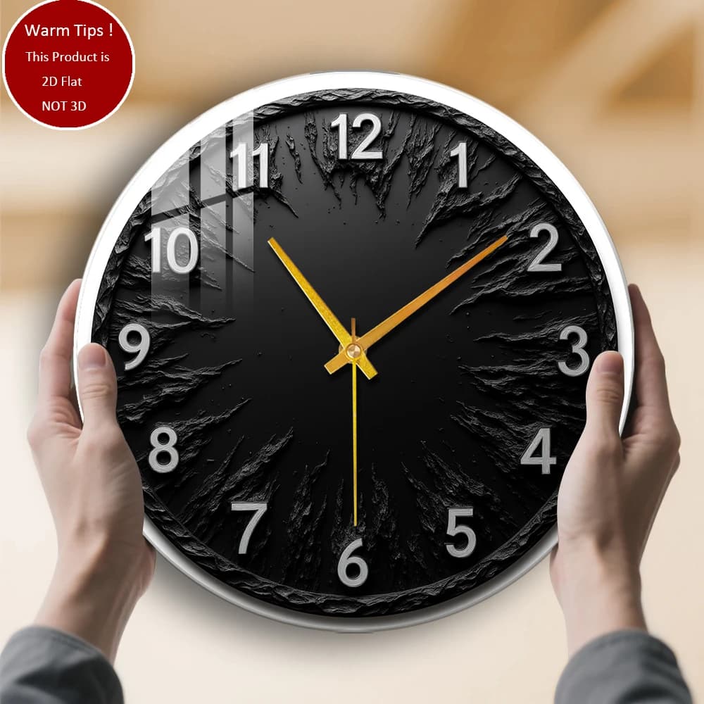 Tempered Glass Wall Clock Black with Numbers Suitable for Home Room Wall Decoration or Table Display Anywhere