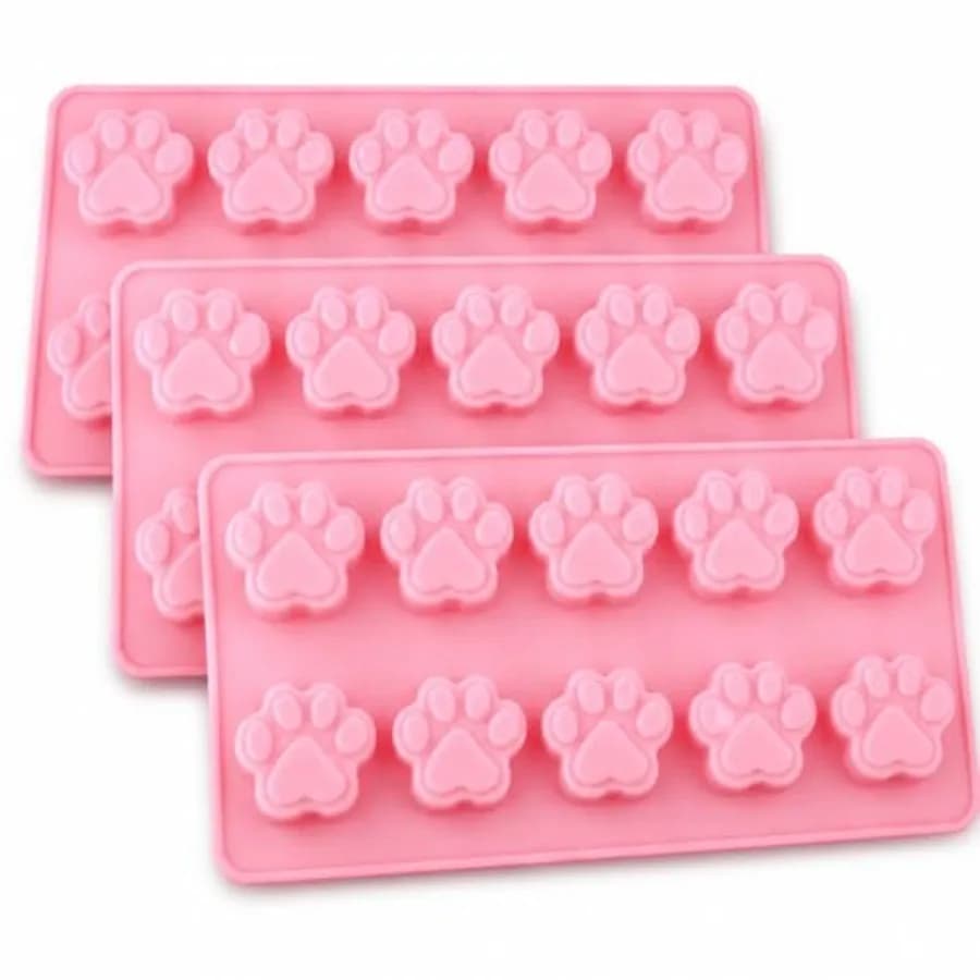 SET OF 3 PACK X Mini Silicone DOG Pet Animal Paw Print Ice Cube Chocolate Soap Candle Tray Mold Party maker Ships From USA