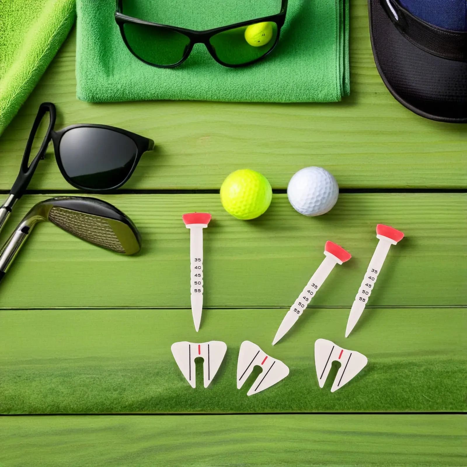 Set di 6 Tee da Golf Regolabili, Colori Vivaci, Posizionamento Stabile, Accessori per Allenamento Golf Indoor e Outdoor
