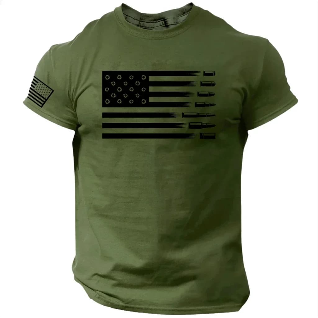 T-shirt da uomo a maniche corte con stampa 3D Teschio Militare Patriottico Abbandonato, Abbigliamento Sportivo, 26 Top, T-shirt Corta