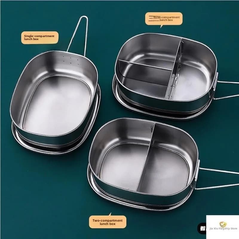 Classica scatola di riso per alimenti in acciaio inossidabile quadrata con coperchio Sted Lunch Box per impiegati per impiegati Sle cinese Insu a due strati...